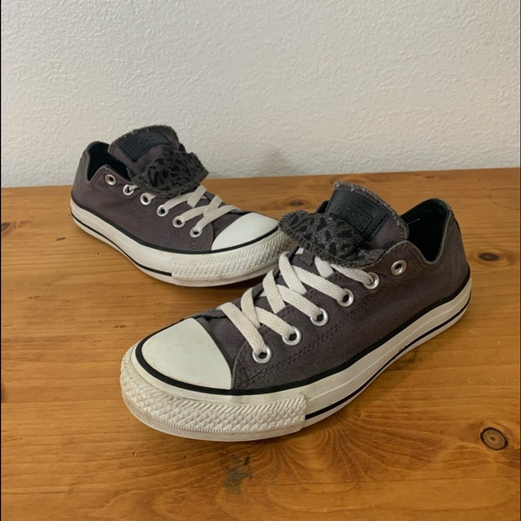 Converse Shoes - Converse Womens Size 8 Purple Sneakers w/ Leopard Print Tongue